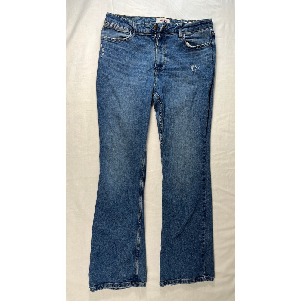 Wrangler Jeans Womens 12x30 Blue Excellent High Rise Bold Bootcut Distressed - Picture 2 of 13